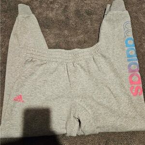 adidas Kids Gray Sweatpants with Multicolor Logo